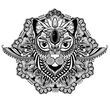 Mandala katt blommigt väggdekal - Tenstickers