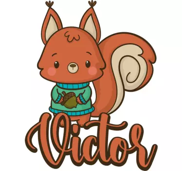Ekorre och ekollon illustration väggkonst - Tenstickers