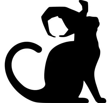 Katt med häxahatt halloween väggklistermärke - Tenstickers
