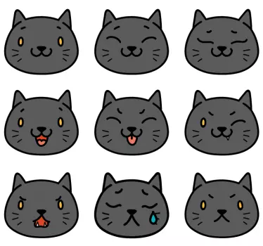 9 söta tecknade katter hund dekal - Tenstickers