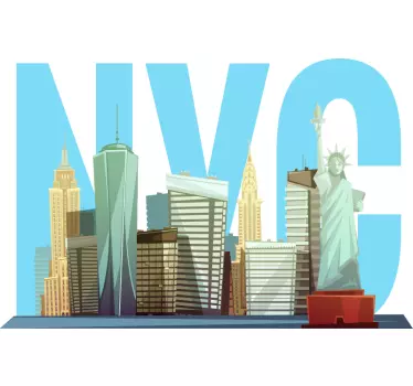 Tecknad nyc skyline new york väggdekal - Tenstickers