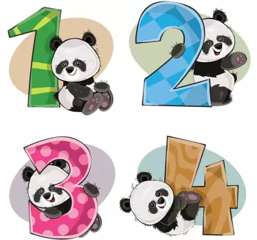 4 pandas pedagogiska klistermärke - Tenstickers