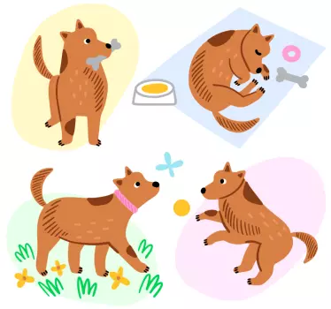 Bedårande hund scener barn sovrum vägg klistermärke - Tenstickers