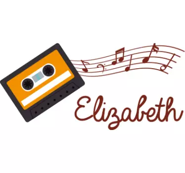 Musiknoter med namn anpassat dekal - Tenstickers
