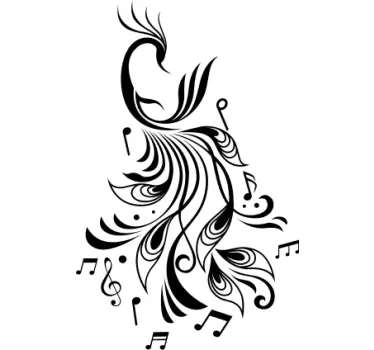 Påfågel musik not musikalisk väggdekal - Tenstickers