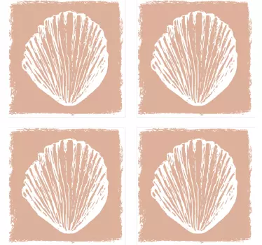 Retro snäckskal mönster beige kakel överföring dekal - Tenstickers