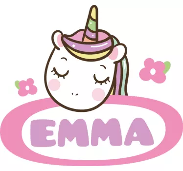 Barn namn etikett med unicorn barn sovrum vägg klistermärke - Tenstickers