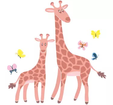 Förälder och barn fjäril giraff djur väggdekal - Tenstickers