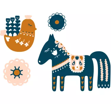 Färgstarkt folkdjur klistermärken - Tenstickers