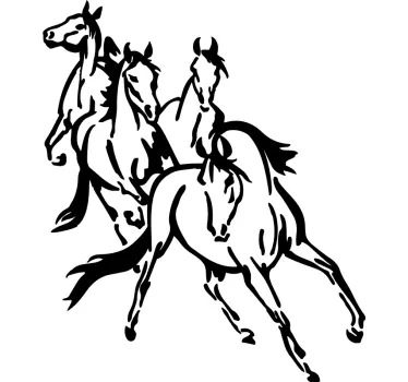4 hästar runing djur vägg dekor - Tenstickers