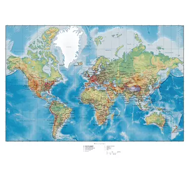 World atlas map vägg klistermärke - Tenstickers