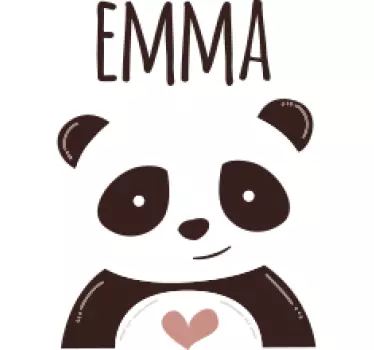 Glad panda med namn baby vägg klistermärke - Tenstickers