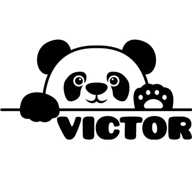 Peered baby panda med namn baby wall sticker - Tenstickers
