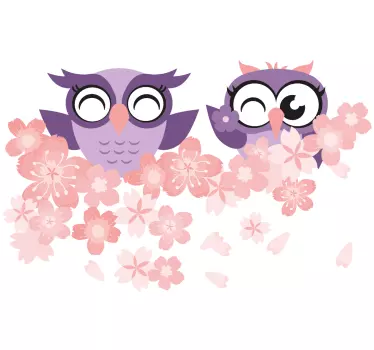 Uggla körsbärsblomma djur väggdekal - Tenstickers