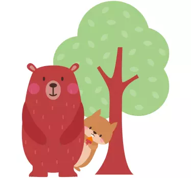 Vänskap ekorre och björn vilda djur klistermärke - Tenstickers