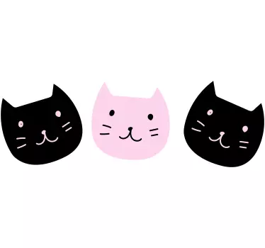 Söta katter svart rosa hund dekal - Tenstickers