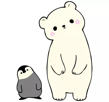 Anime björn och pingvin djur väggdekal - Tenstickers