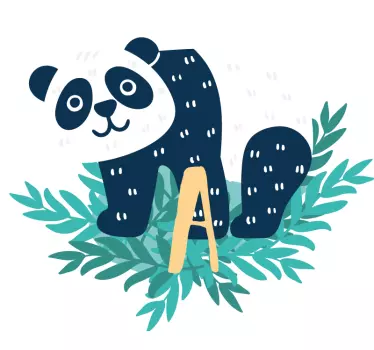 Glad panda med första baby vägg klistermärke - Tenstickers