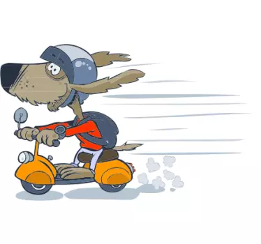 Scooter dog kids wall sticker - Tenstickers