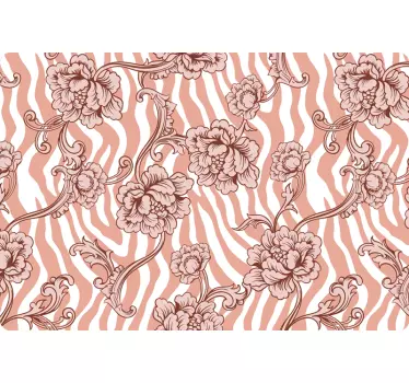 Zebra-tryck och prydnadsblommor korall bärbara klistermärken - Tenstickers