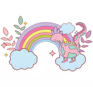 Regnbågens färger dinosaurie väggdekal - Tenstickers