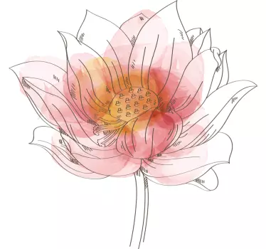 Lotus lilly akvarell blomma vägg inredning - Tenstickers