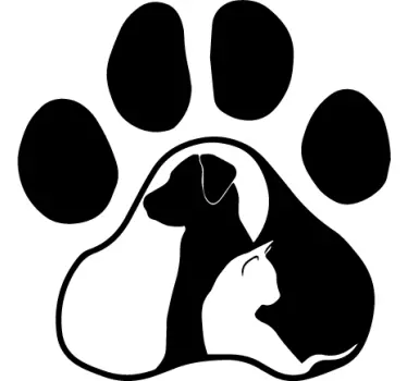 Katt och hund i tassar trycka husdjur dekaler - Tenstickers