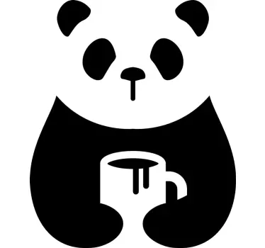 Panda dricka kaffe djur vägg inredning - Tenstickers