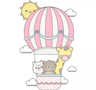 Söta djur i ballong barn sovrum vägg klistermärke - Tenstickers