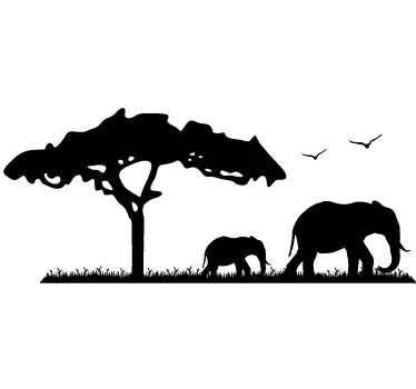 Afrikansk elefant safari vägg klistermärke - Tenstickers