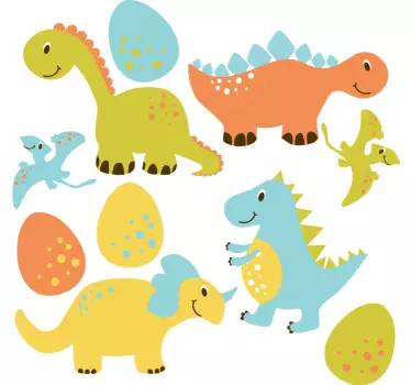 Söt orange tecknad dinosaurie drake vägg klistermärke - Tenstickers