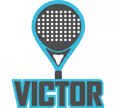 Blå padelracket med namnväggdekor - Tenstickers