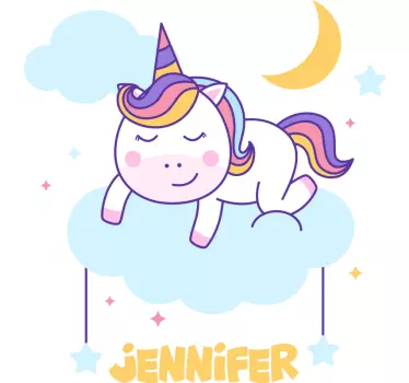 Sovande unicorn personlig regnbåge djur vägg inredning - Tenstickers