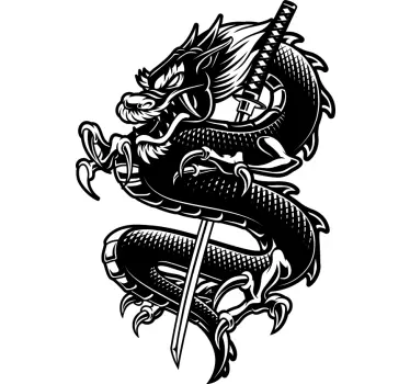 Klistermärke vild drakillustration - Tenstickers