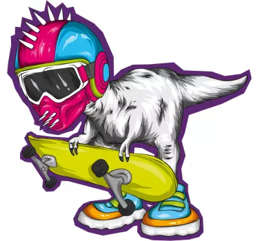 Cool dino skater klistermärke - Tenstickers