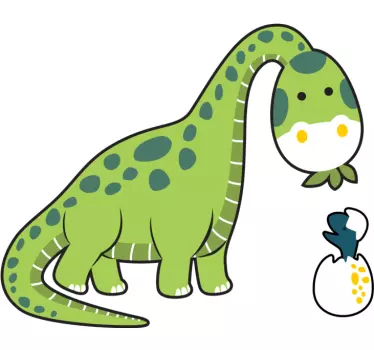 Brontosaurus med ett barn drake vägg klistermärke - Tenstickers