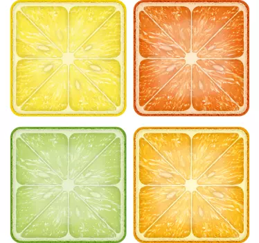 Färgglada citrus kakel överföring vinyl dekal - Tenstickers