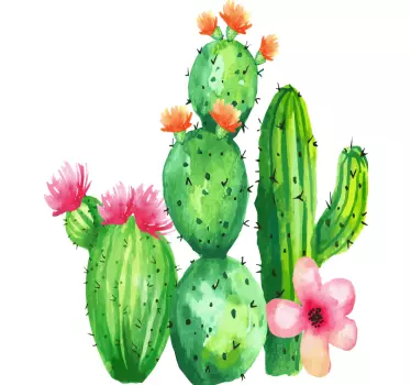 Blommande väggdekal med stor kaktusblomma - Tenstickers