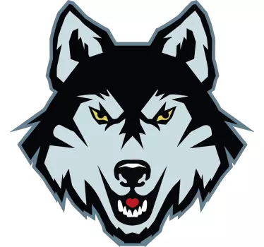 Varg tecknad arg blå husky vilda djur klistermärke - Tenstickers