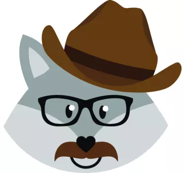 Varg tecknad grå med mustasch vilda djur klistermärke - Tenstickers