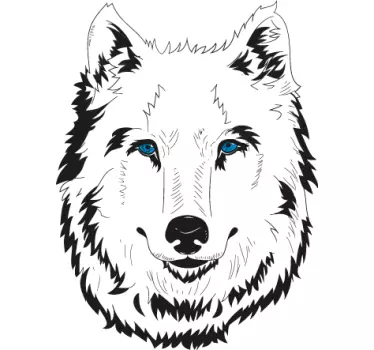 Varg tecknad blå anime design vilda djur klistermärke - Tenstickers