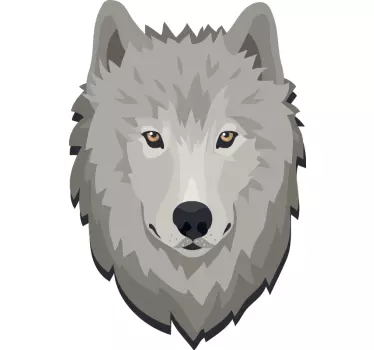 Varg ritning grå varg med gula ögon klistermärke - Tenstickers