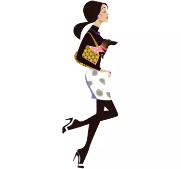 Dam och liten hund shopping dekal - Tenstickers