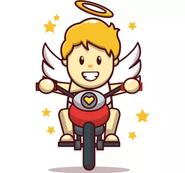 Klistermärke för barn ängel på motorcykel - Tenstickers