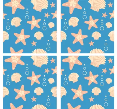 Fishstar och snäckor under havet kakel överföring - Tenstickers