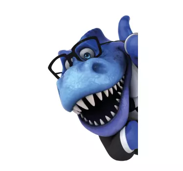 Blå tecknad dinosaur klistermärke - Tenstickers