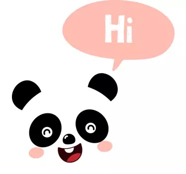 Tecknad panda säger hej barn sovrum vägg klistermärke - Tenstickers