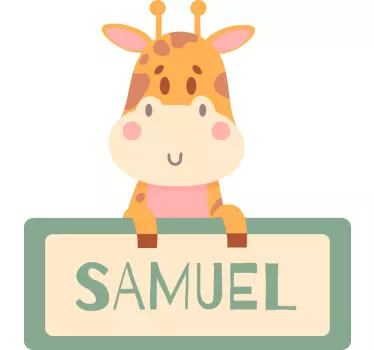 Giraff och namn barn sovrum vägg klistermärke - Tenstickers
