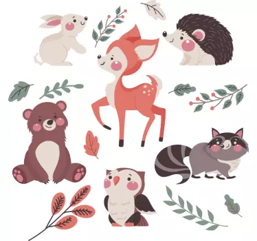 Höst skog djur barn sovrum vägg klistermärke - Tenstickers