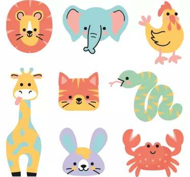 Söta djur samling barn sovrum väggdekal - Tenstickers